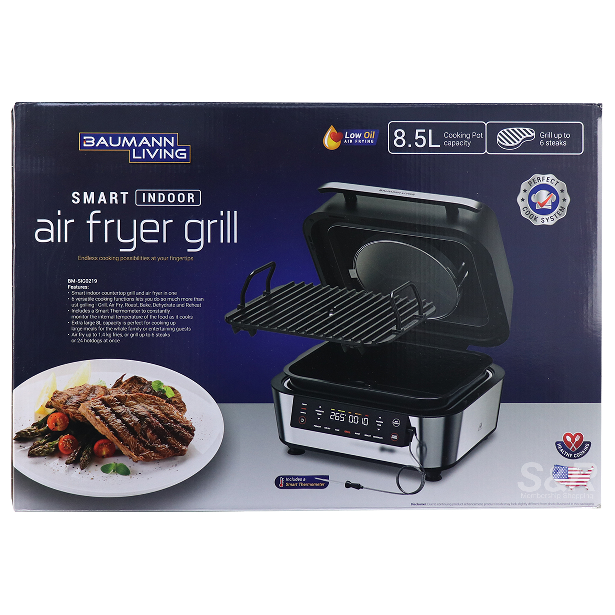 Baumann Living Smart Indoor Air Fryer Grill BM-SIG0219 Baumann Living Smart Indoor Air Fryer Grill BM-SIG0219